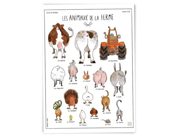Affiche "Les animaux de la ferme" par Zoé Thouron