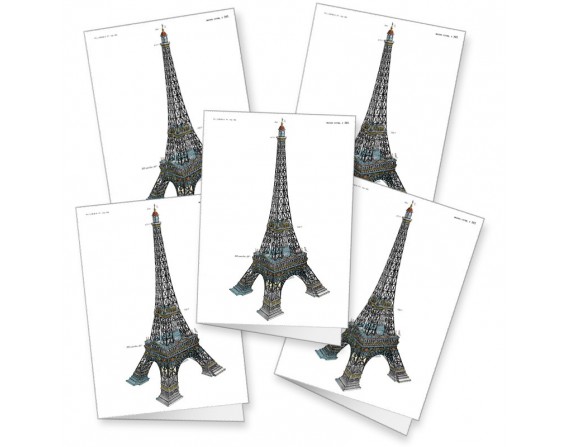 Lot de 5 cartes doubles "Gustave Eiffel"