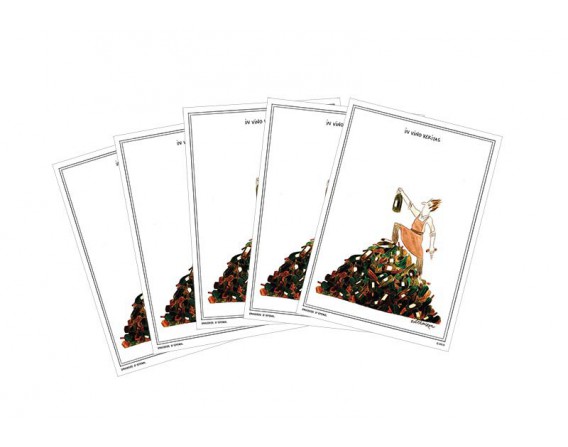 Lot de 5 cartes postales "In vino veritas" collection IN VINO VERITAS