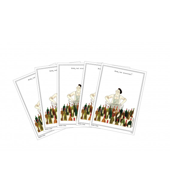 Lot de 5 cartes postales "Alors une volontaire?" collection IN VINO VERITAS