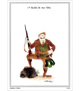 Lot de 5 cartes postales "A la gloire de mon père" collection IN VINO VERITAS par Zoé Thouron