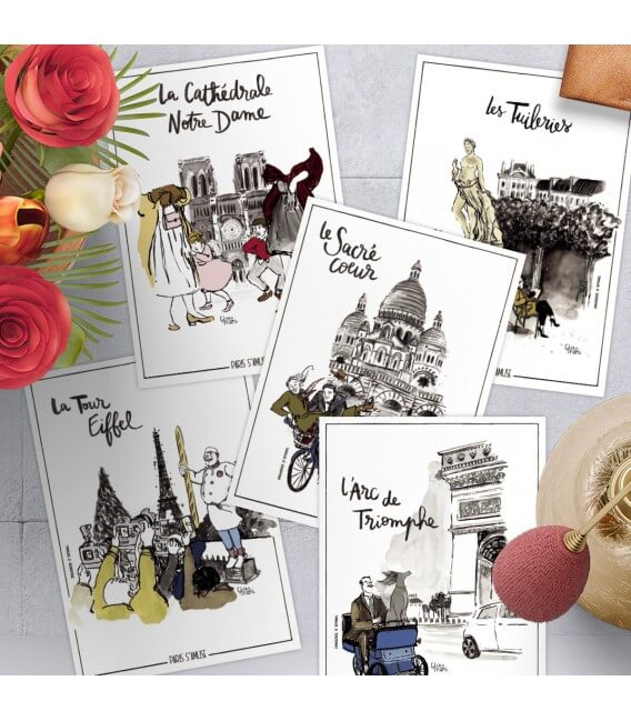 Lot de 5 cartes postales collection Paris s'amuse