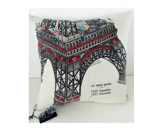 Coussin Tour Eiffel en lin-coton (52x52 cm)