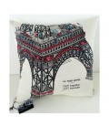 Housse de Coussin Tour Eiffel en lin-coton (52x52 cm)