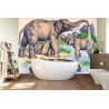 décor panoramique éléphants au bain