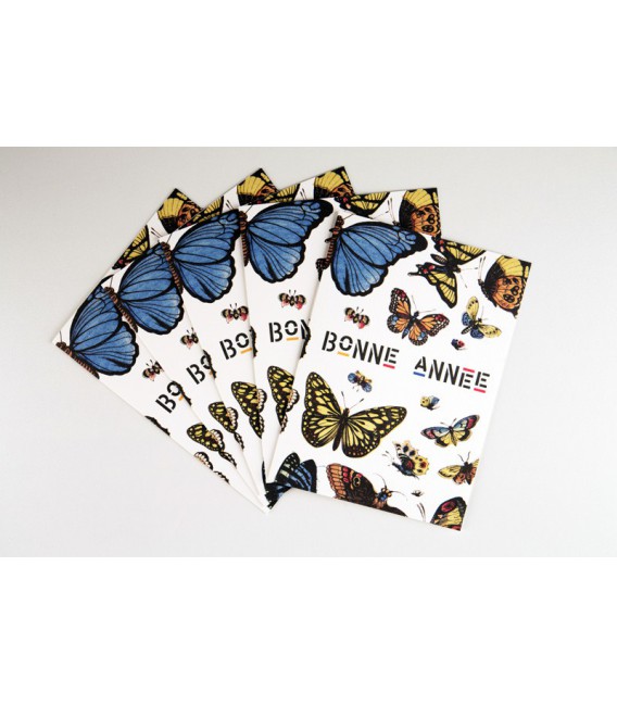 Lot de 5 cartes Bonne Année La Chasse aux Papillons
